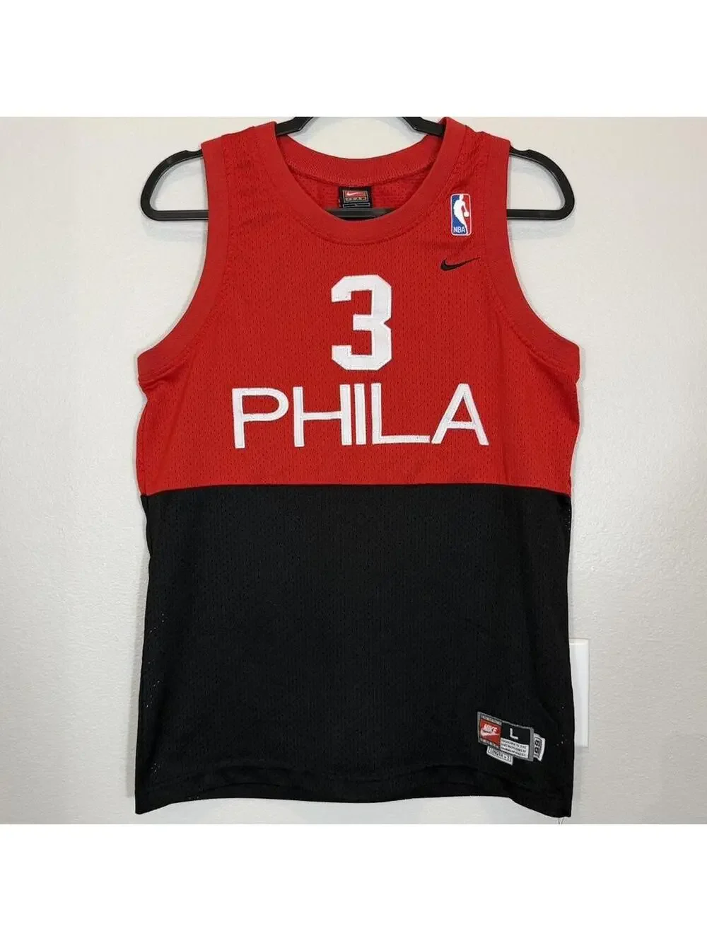 Vintage 90s Allen Iverson Philadelphia 76ers Nike Team Mesh Jersey Size Large